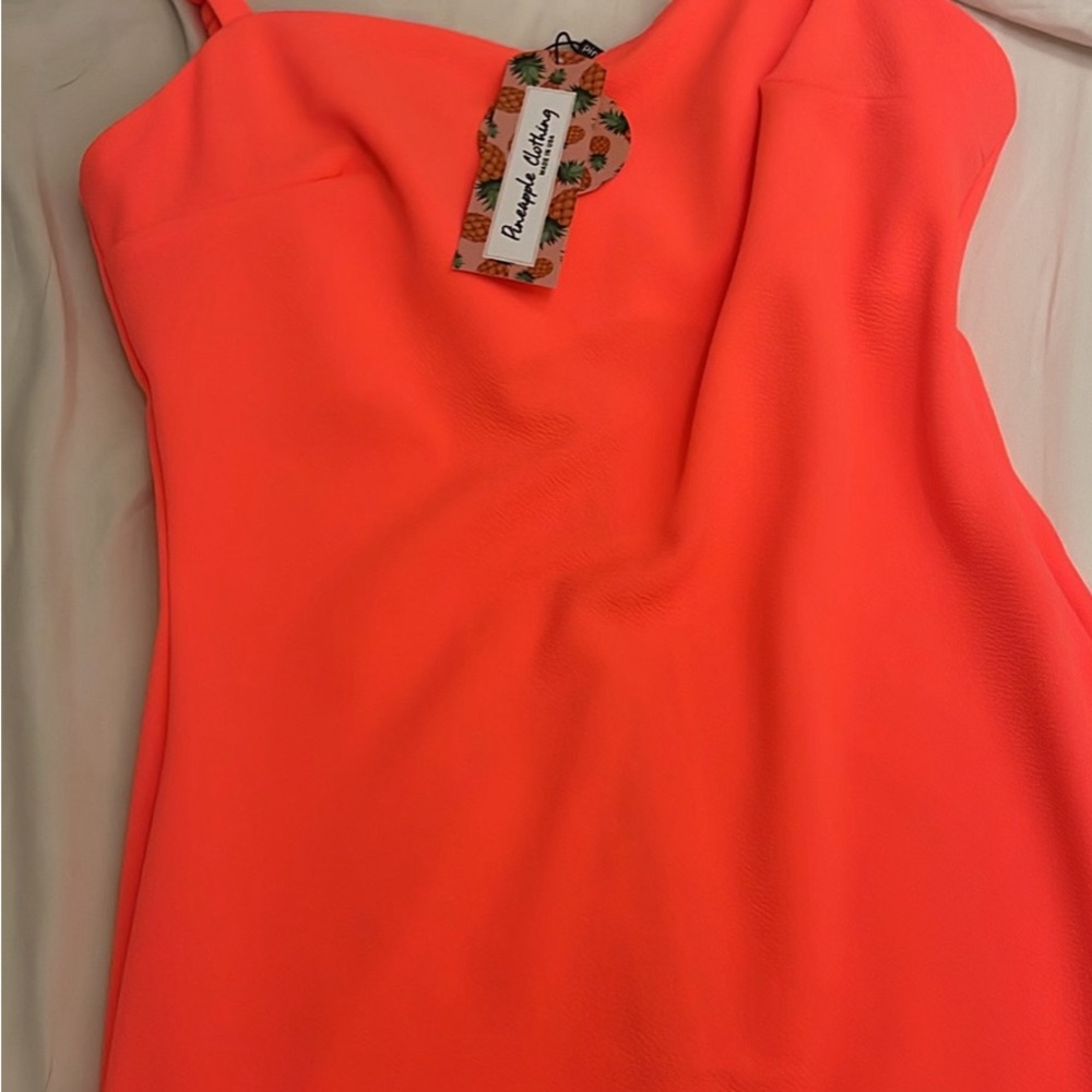 Pineapple clothing neon coral bodycon dress